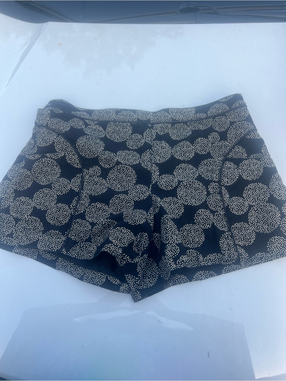 Cartonnier Anthropologie Black Shorts with Cream Floral Dot Pattern Size 12